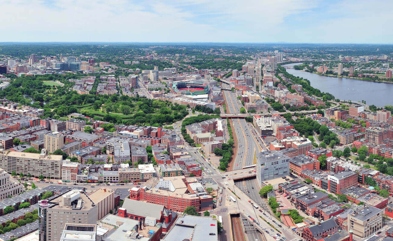 fenway neighborhood aerial view boston office space