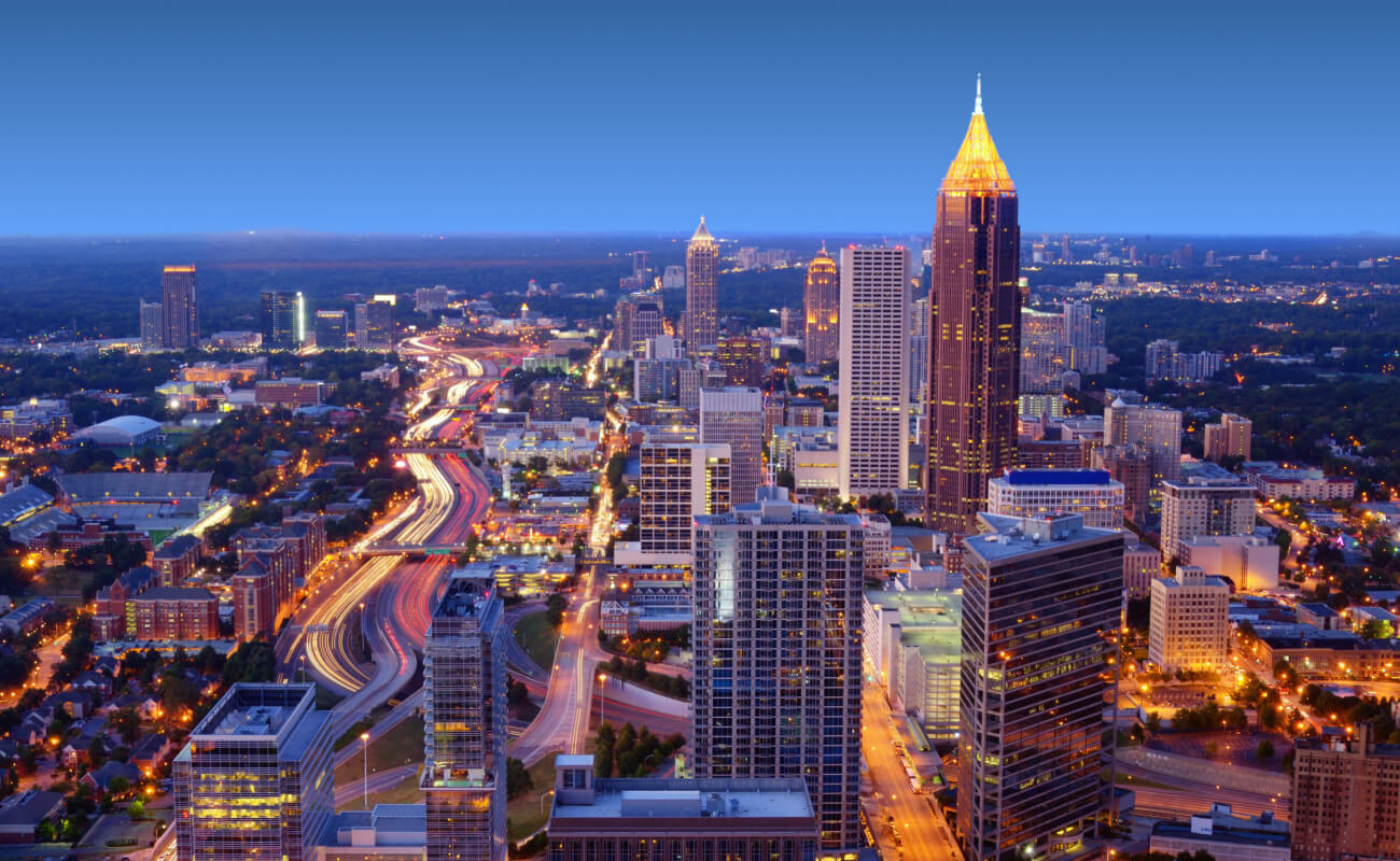 Atlanta office buildings skyline shot