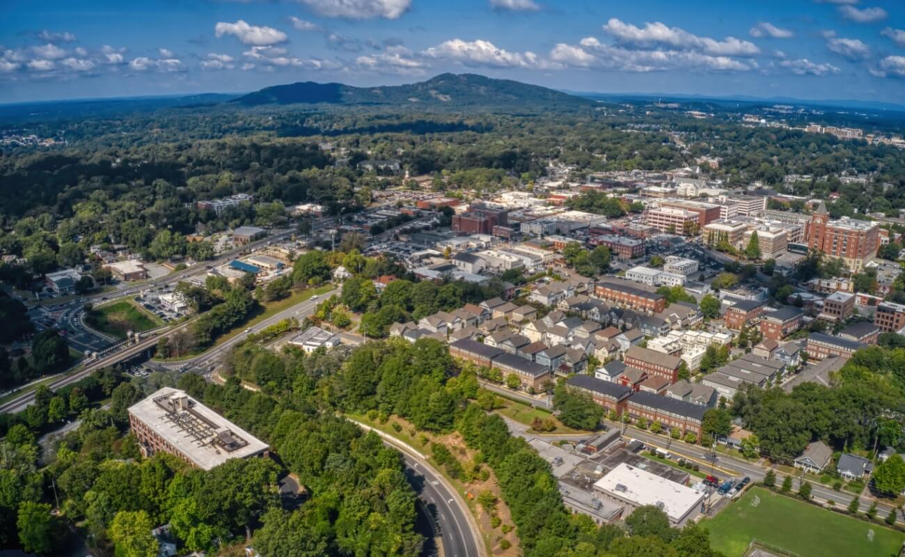 aerial view of downtown Marietta Georgia