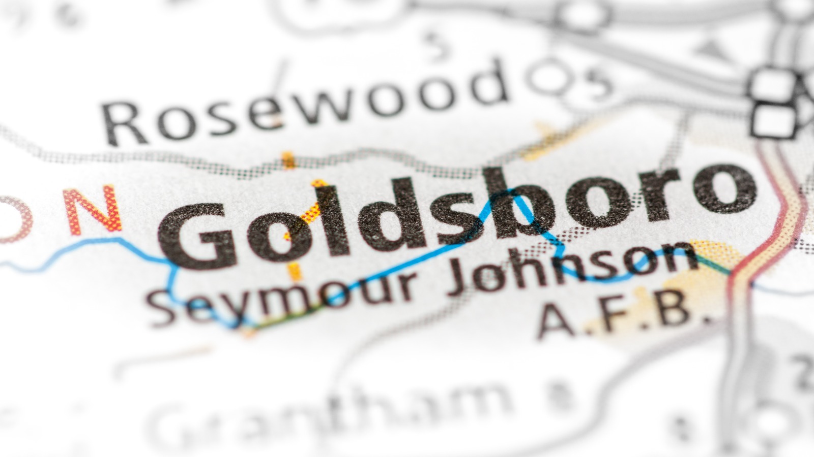 map detail showing location of goldsboro north carolina