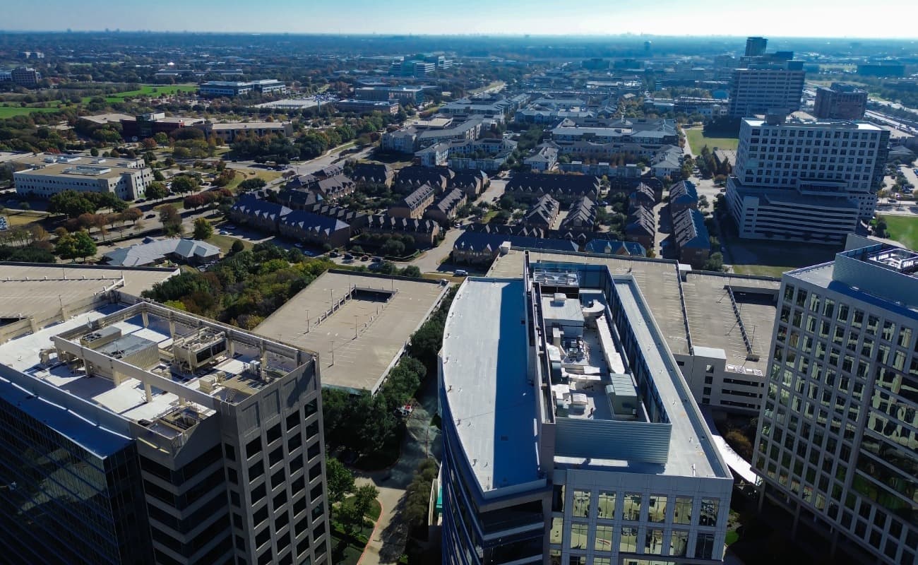 aerial panoramic view of plano, texas