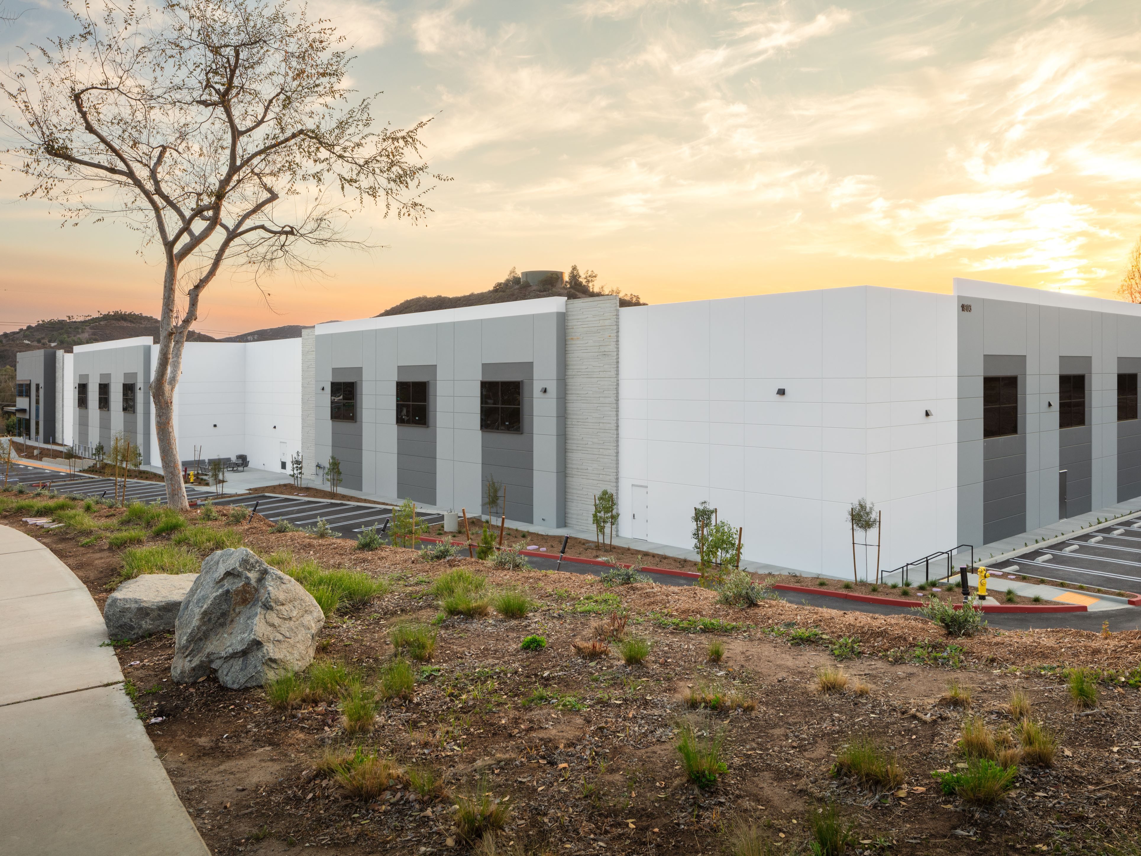 Exterior shot of Escondido Logistics Center, an industrial property in San Diego, Calif.