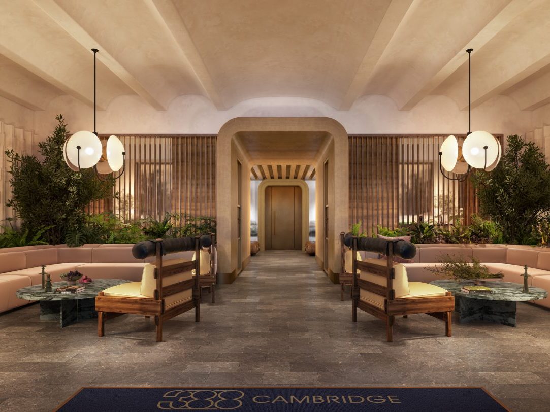 Interior rendering of 388 Cambridge, a boutique office project in Palo Alto, Calif. 