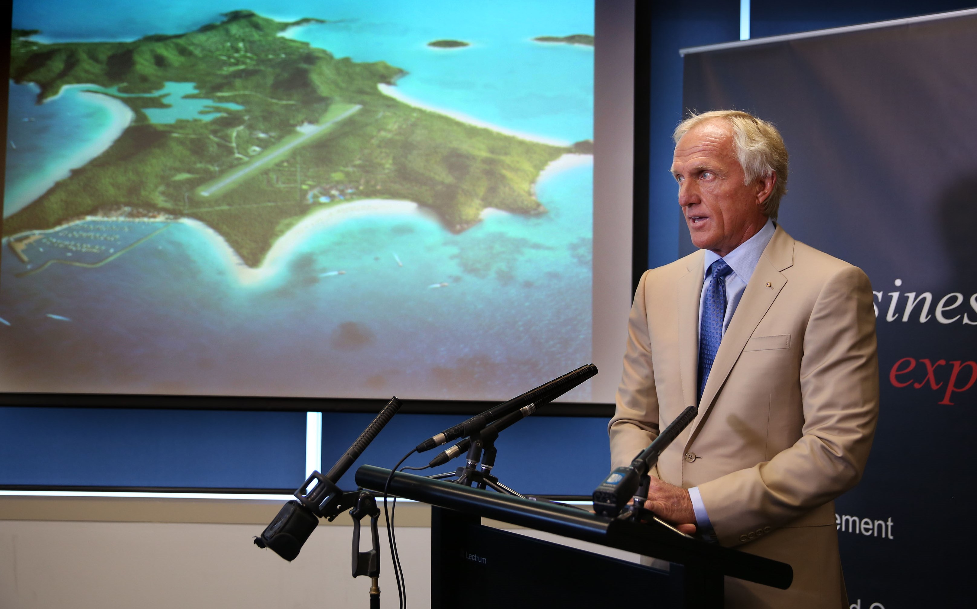 Greg Norman at the Great Keppel Island announcement in Brisbane April 1
