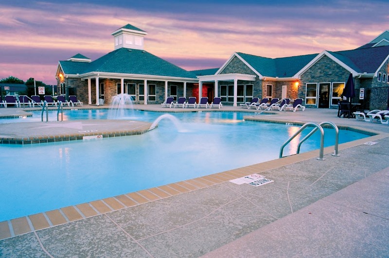 Outpost SM pool clubhouse dusk