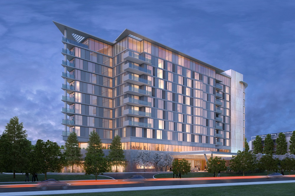 Rendering of the future Marriott Autograph Collection hotel at Menlo Gateway