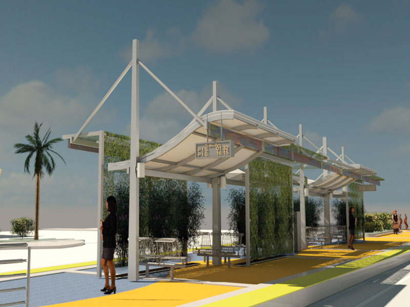 A rendering of The Wave Streetcar station at NW 1st Avenue and NW 1st Street, Broward Central Terminal.
