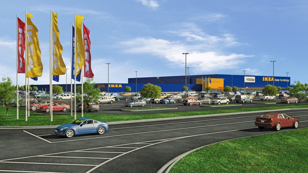 Architectural rendering of the proposed IKEA Oak Creek store in Wisconsin