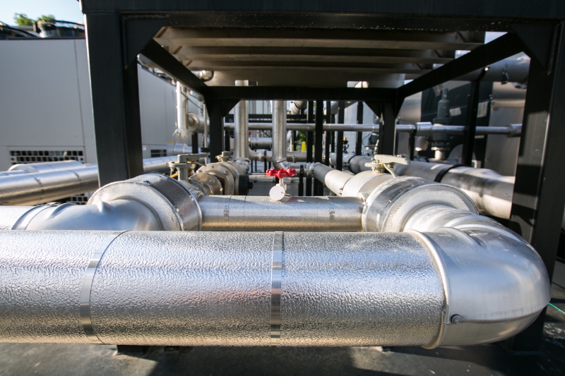 Gas conditioning system that hydrates and cleans the gas prior to combustion in the engine generators.