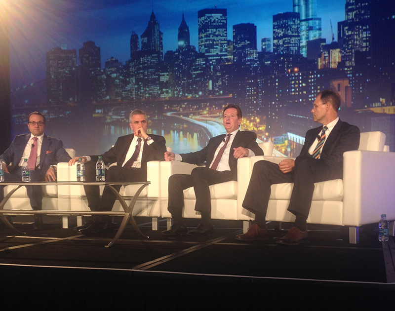 From left to right: Jonathan Schultz of Onyx Equities LLC, Len O'Donnell of USAA Real Estate Cos., Michael Brennan of Brennan Investment Group and James Hanson of Hampshire Cos.