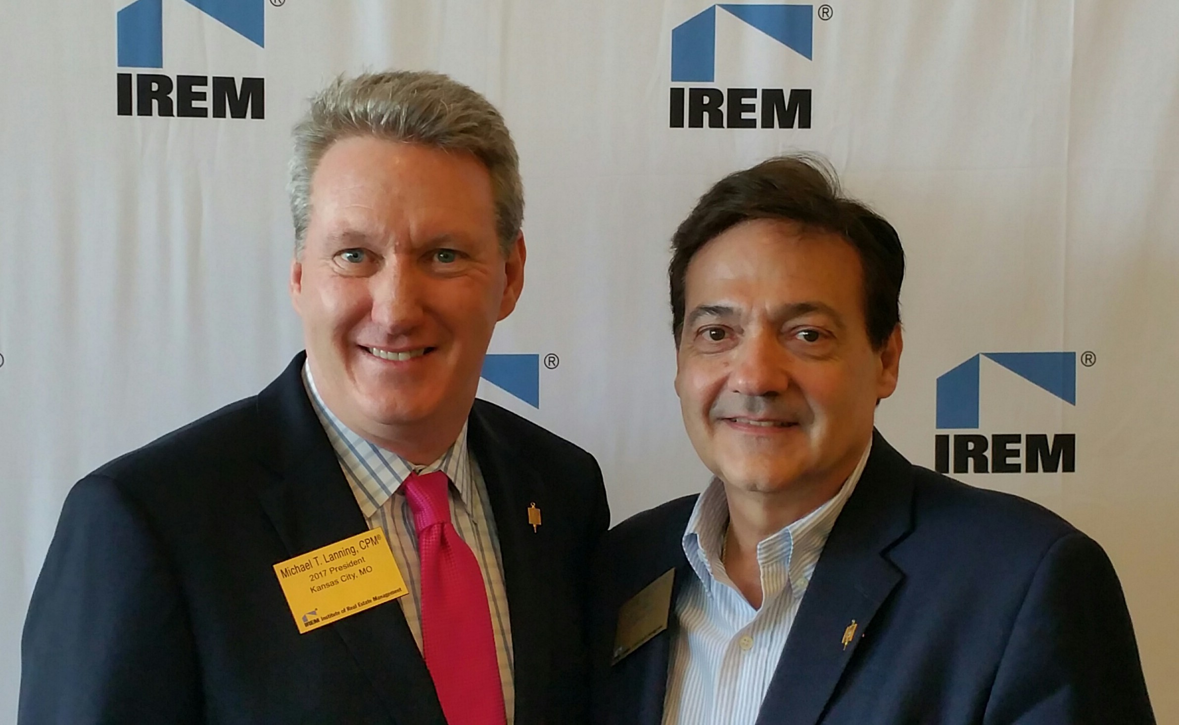 Michael Lanning, left, IREM's 2017 president, and Christopher Mellen, the organization's 2016 leader.