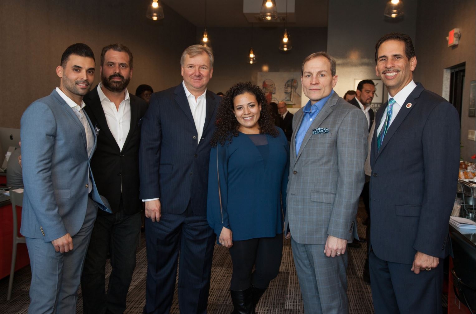 From Left-to-Right: Leo Zavala-Co-Manger of New York Residence Bronx Office, Sandy Rubin-Co-Manager of New York Residence Bronx Office, Thomas Guss-President of New York Residence, Ms. Natalia Fernandez-Chief of Staff for Assemblyman Gjonaj, Richard Pino-Chief Financial Officer of New York Residence, Councilman Fernando Cabrera