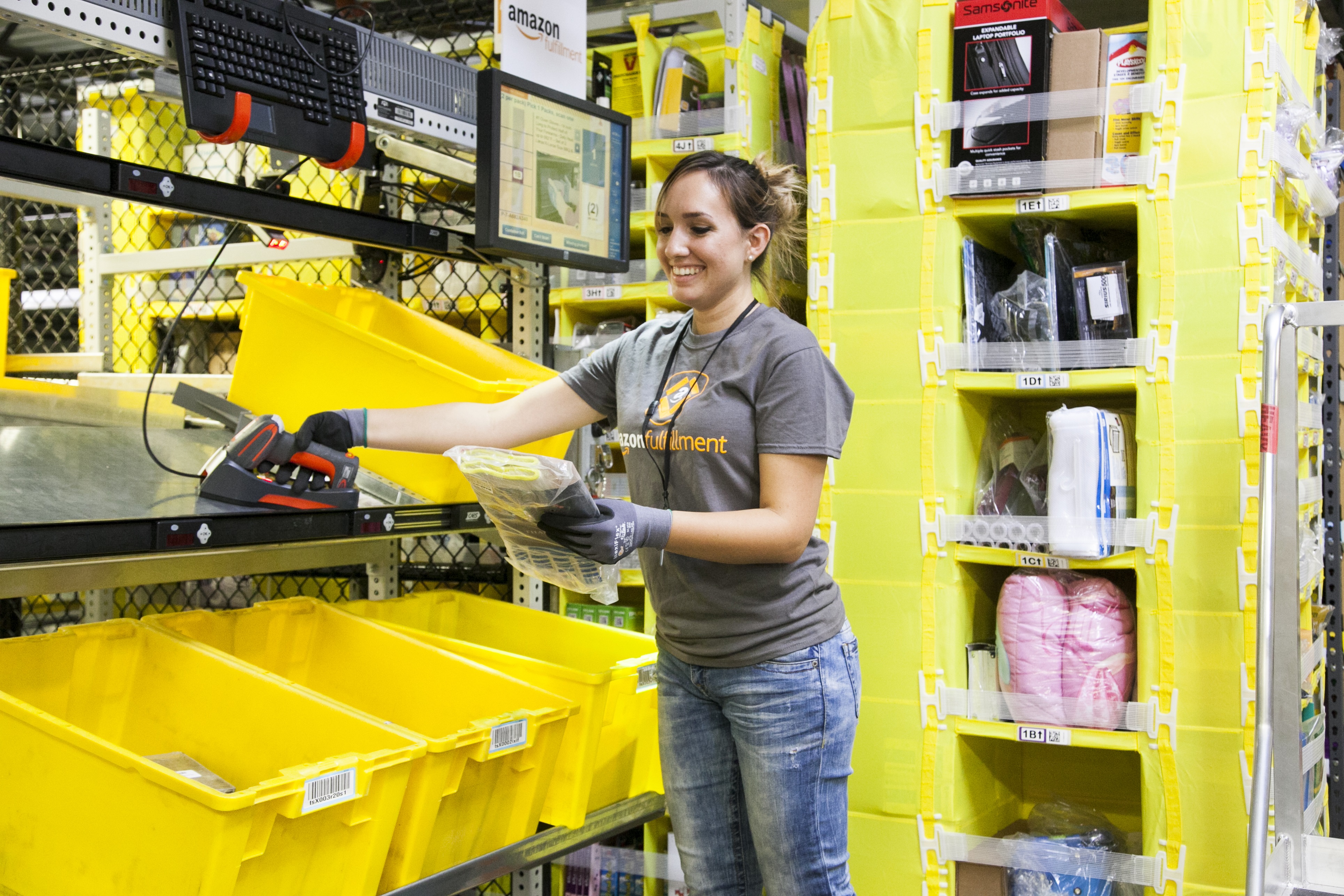 Employee at an Amazon Eighth Generation Fulfillment Center
