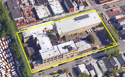 Aerial view of the former factory site in Ozone Park, Queens