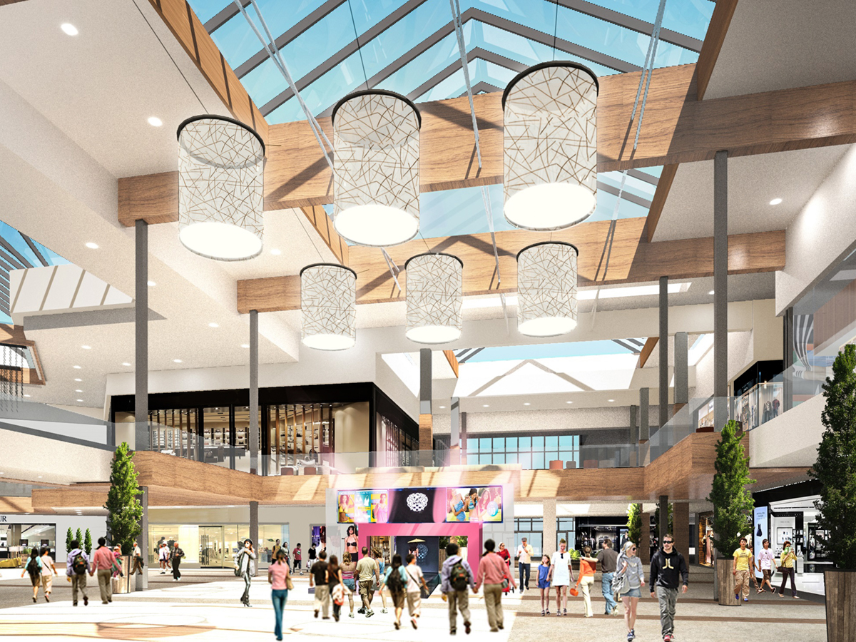 Rosedale Center in Roseville, Minn., is undergoing a major interior renovation and expansion to improve customer experience. The renovation should be complete in time for Christmas shopping in 2017. Courtesy of JLL