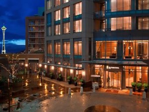Pan Pacific Hotel exterior and courtyard entrance