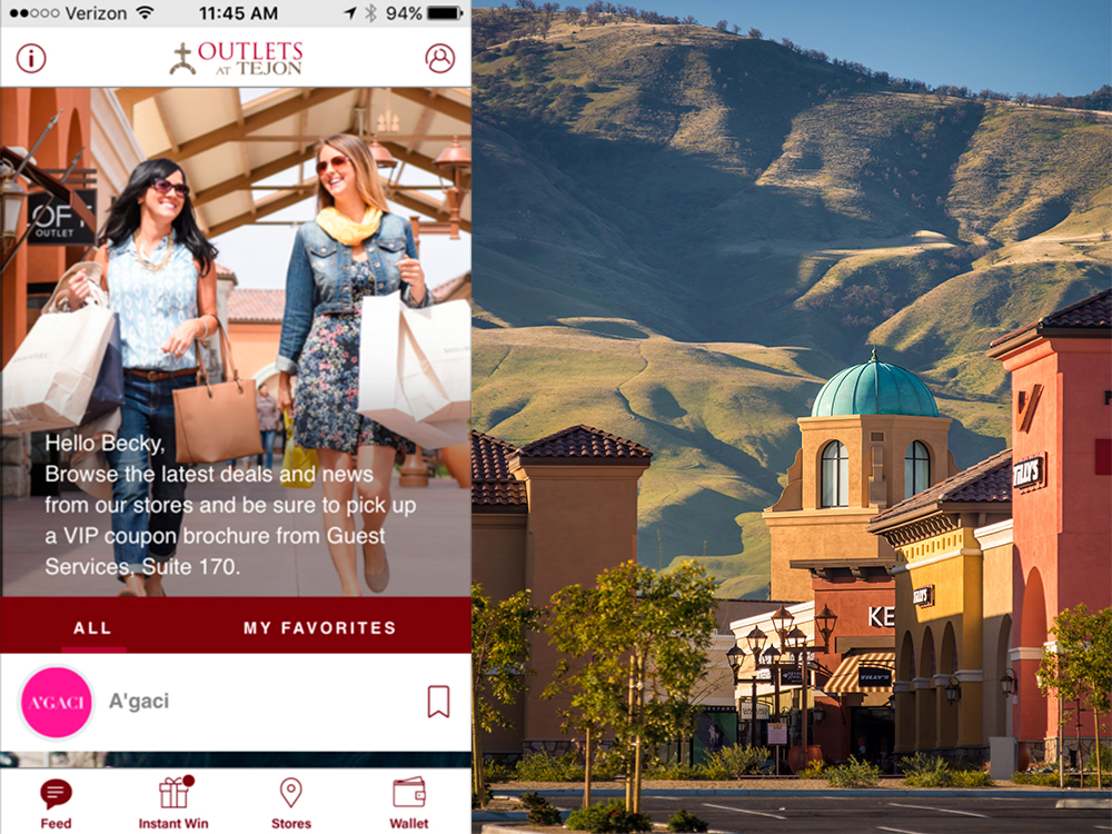 The Outlets at Tejon in Arvin, Calif., uses a smartphone app to provide directions around the outdoor shopping center as well as gauge consumer interest in  particular stores.  Photo by Reed Kaestner Photography