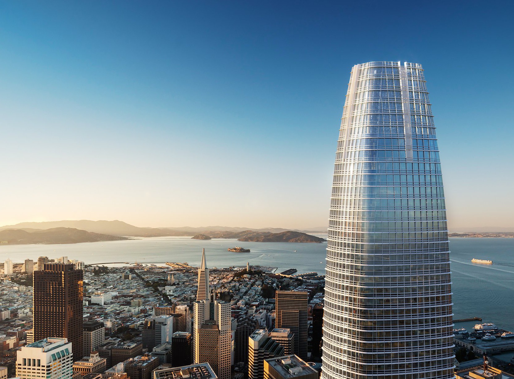 Aerial view of Salesforce Tower