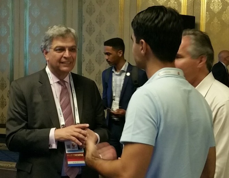 Yaromir Steiner, CEO of Steiner + Associates, meets audience members after RECon session.