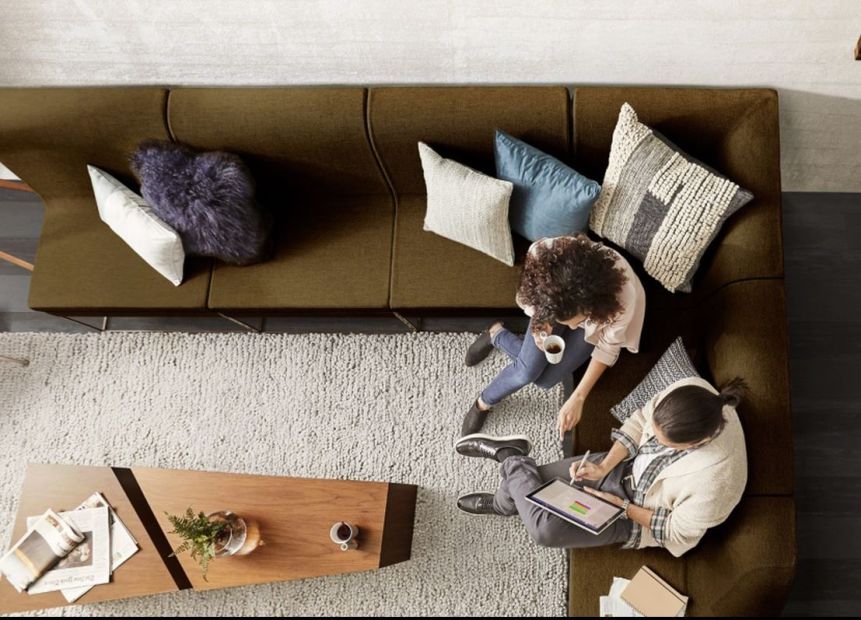 Offices that provide all the comforts of home and the ability to move around during the day will keep Millennials engaged longer. Umami collection. Photo courtesy of Steelcase