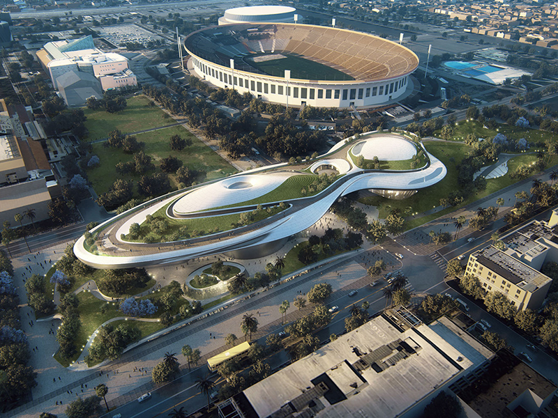 Rendering of Lucas Museum of Narrative Art
