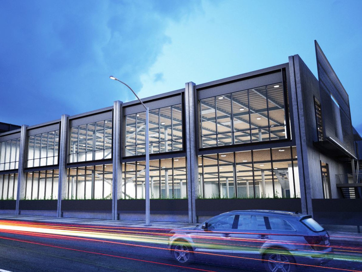 Rendering of the redeveloped 5830 Rodeo Road in Los Angeles Rendering of the redeveloped 5830 Rodeo Road in Los Angeles