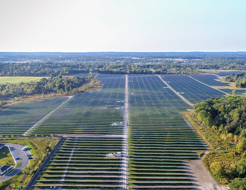 An aerial view of part of the Lapeer Solar Park