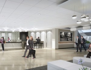 The lobby of 250 Royall St. Image courtesy of Newmark Knight Frank