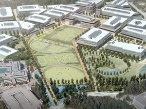 Exterior rendering of Microsoft Redmond Main Campus