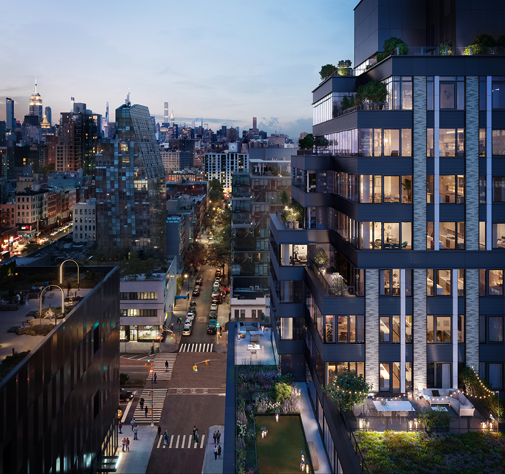 CetraRuddy designed the recently completed One Essex Crossing, a mixed-use development with office and residential units on the Lower East Side of Manhattan that includes several green spaces. Courtesy of CetraRuddy