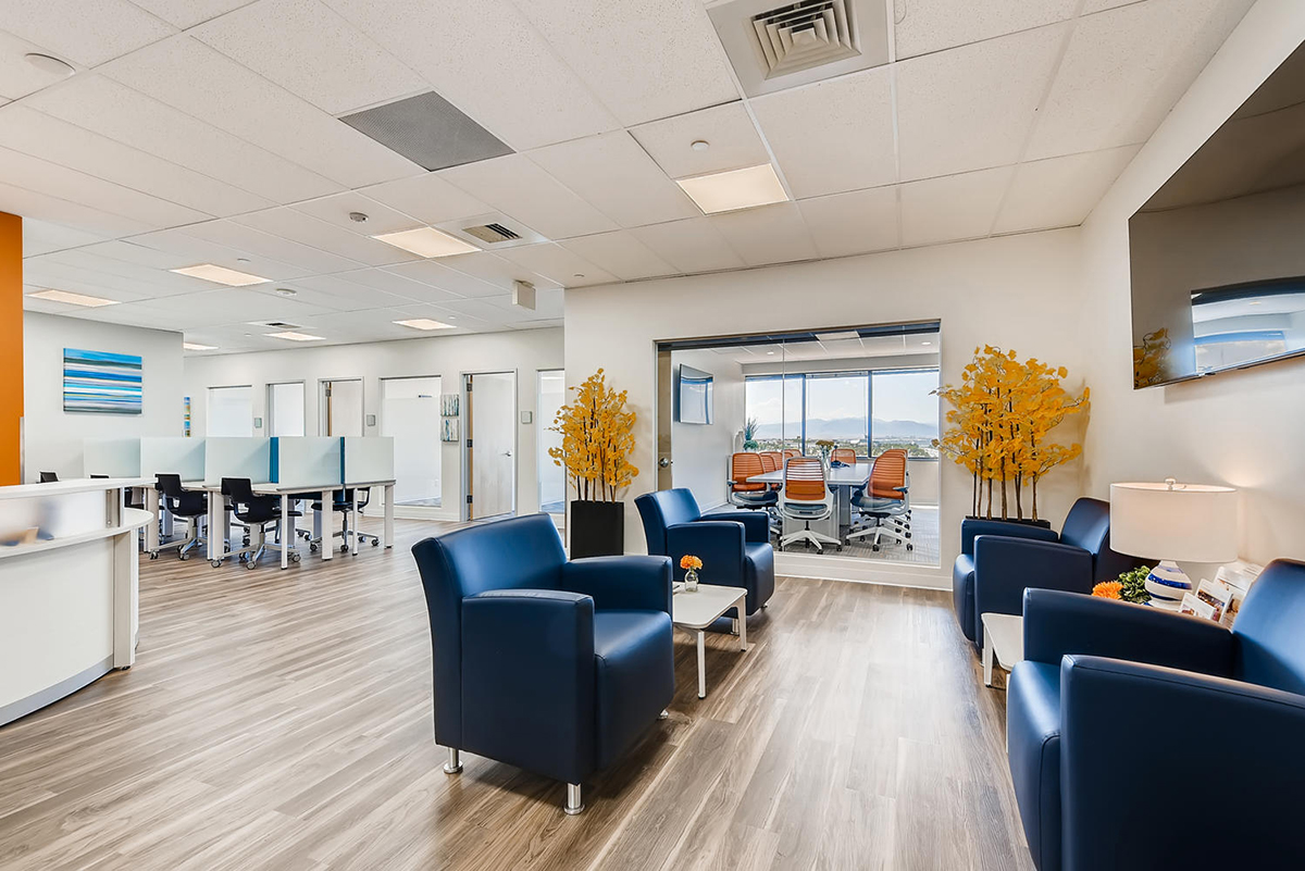 “Many of our locations are already at pre-COVID levels in terms of revenue,” said Office Evolution CEO and founder Mark Hemmeter. The coworking franchisor continues to expand in suburbs and small towns, such as Northglenn, Colo., north of Denver. Image courtesy of Office Evolution