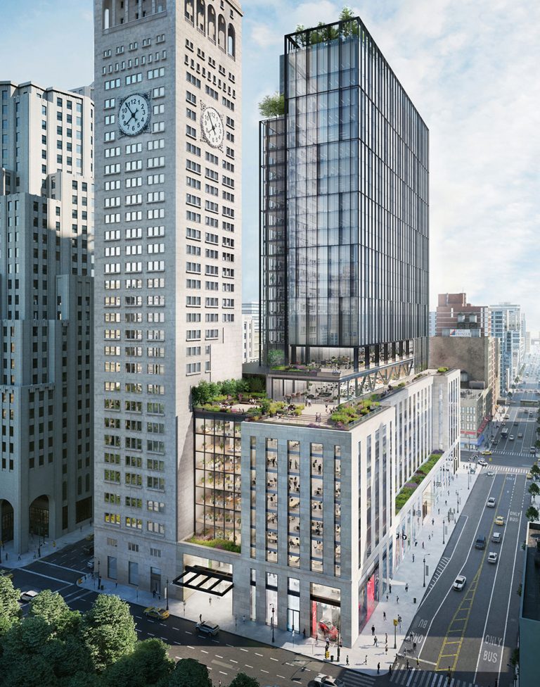 The National Pension Service of Korea teamed up with Hines Interest LP again in May to purchase a nearly 50 percent stake in One Madison Avenue, a $2.3 billion adaptive reuse office project that will span 1.4 million rentable square feet in Midtown Manhattan. Rendering courtesy of SL Green