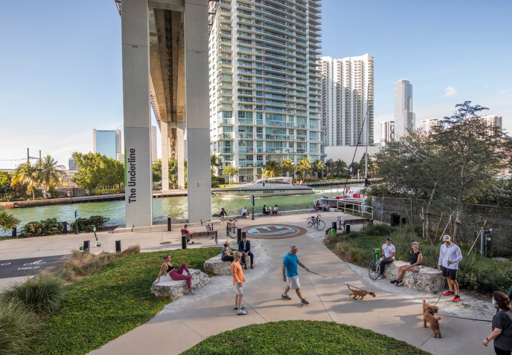 Exterior rendering of The Underline along the Miami River
