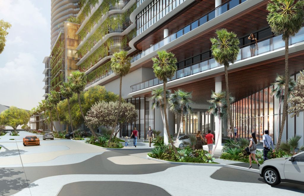 Exterior rendering at Miami River