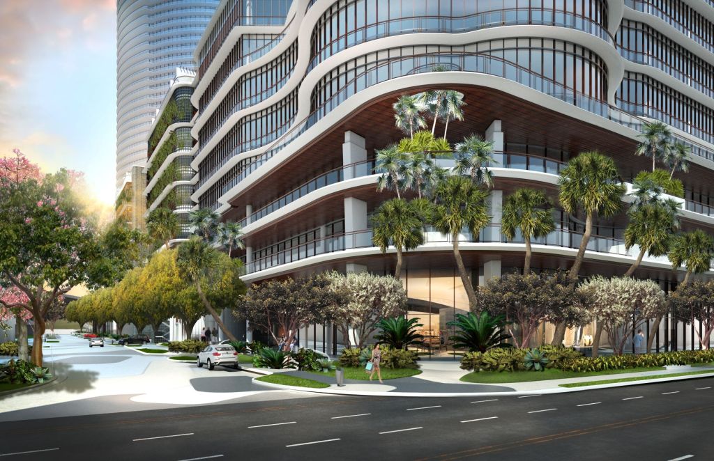 Exterior rendering at Miami River