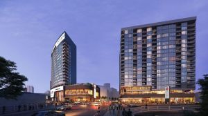 Centennial Yards' first two ground-up high-rise buildings, an 18-story boutique hotel named Anthem, and an 18-story residential tower