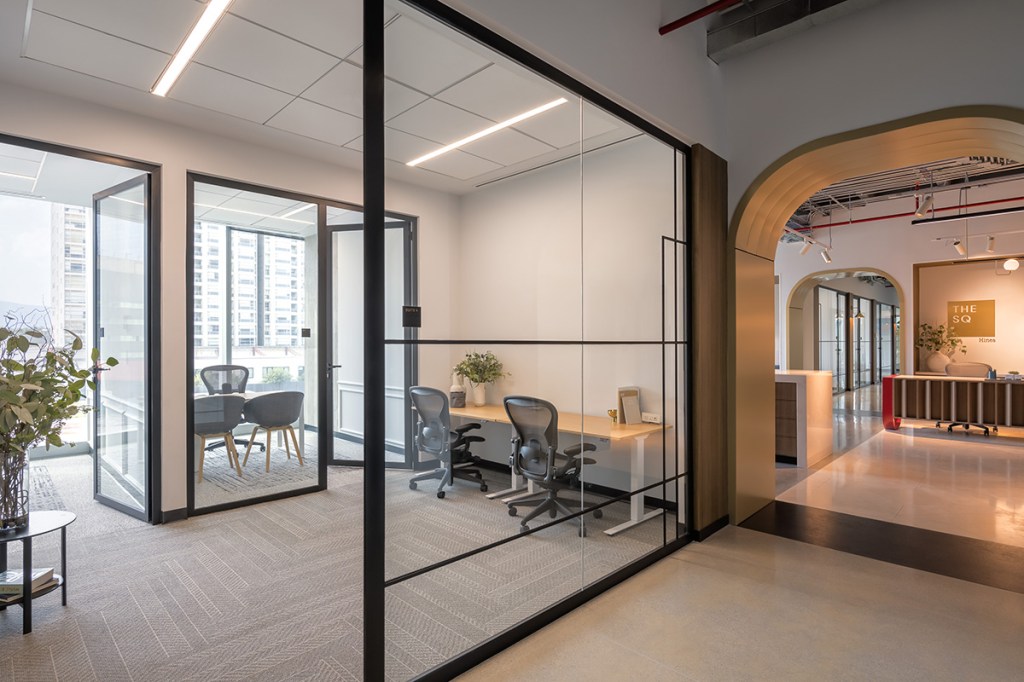 “The Square” offers coworking sites (above and top) in several cities, including Houston. Images courtesy of Hines