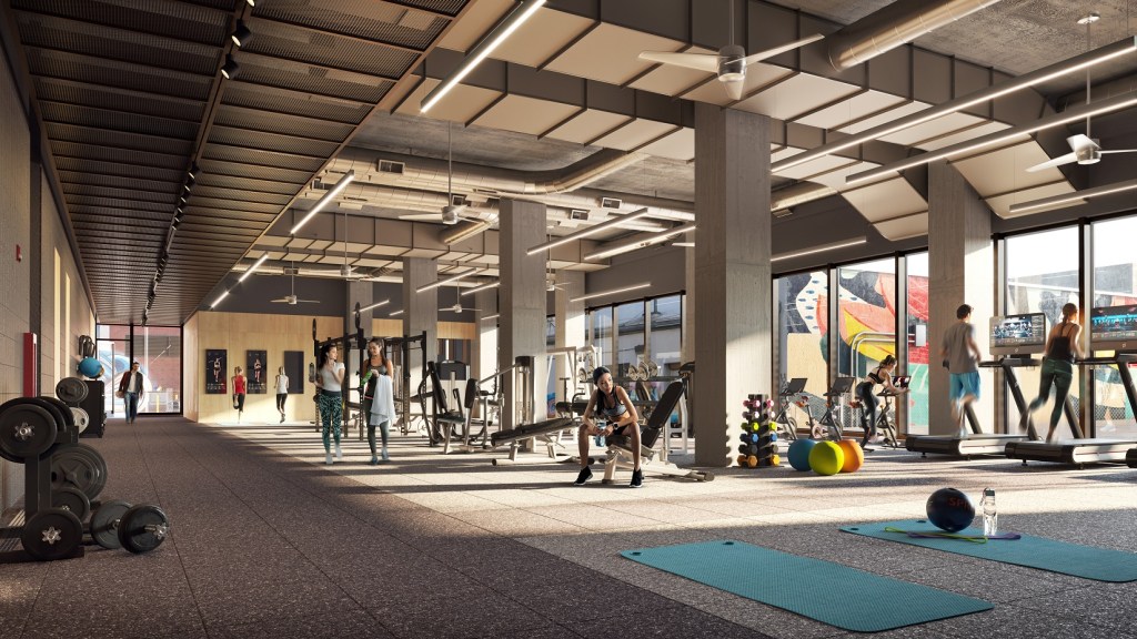 Fitness center at T3 RiNo