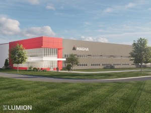 Rendering of the Magna BlueOval City battery enclosures plant in Stanton, Tenn.