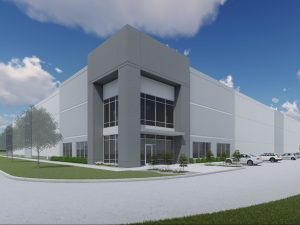 A rendering of the exterior facade of Altus Commerce Center Building A. 