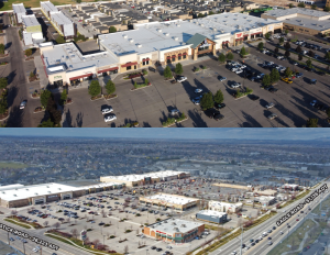 Gateway Marketplace (up) and CentrePoint Marketplace (down) were both 100 percent leased at the time of the closing. Image courtesy of Wood Investments Cos.