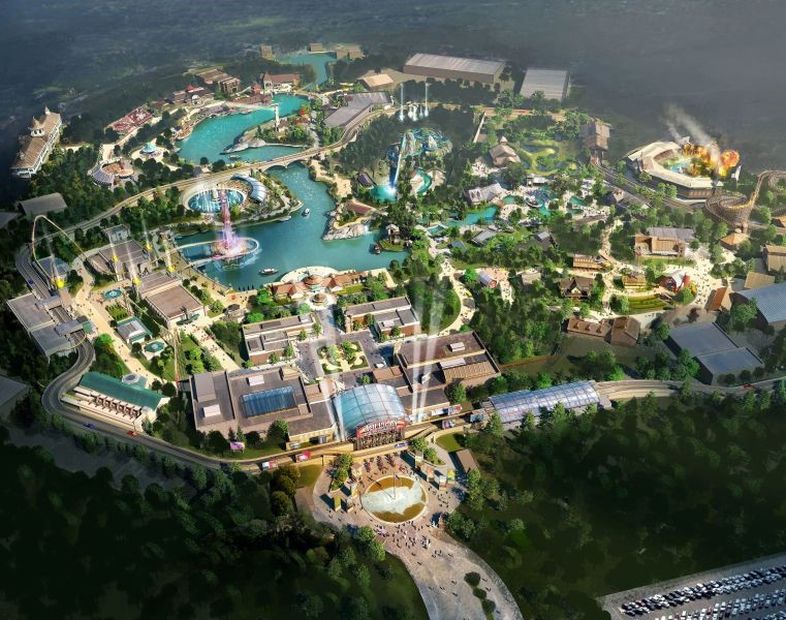 Aerial view of the American Heartland Theme Park and Resort in Oklahoma