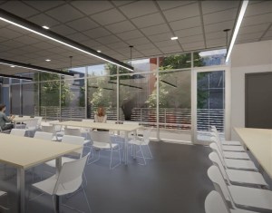 Rendering of the breakroom at the Reyes Coca-Cola Bottling facility in Rancho Cucamonga, Calif. 
