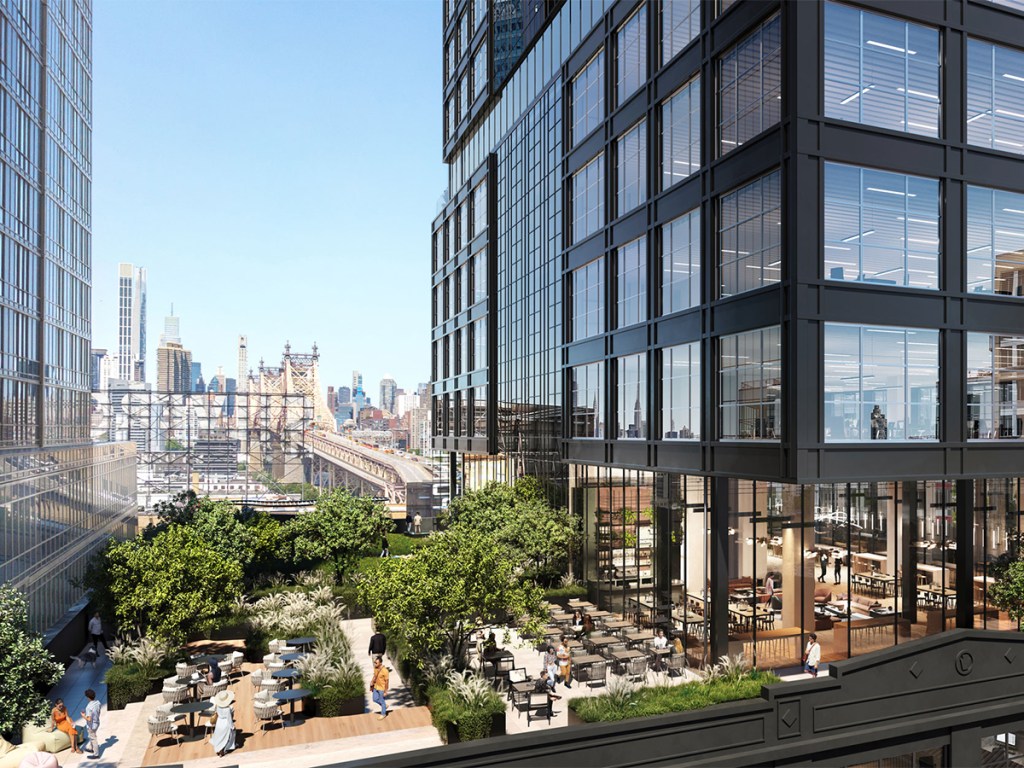 Opus Point at 23-10 in Queens' Long Island City neighborhood offers modern office and retail space. Image courtesy of Dynamic Star