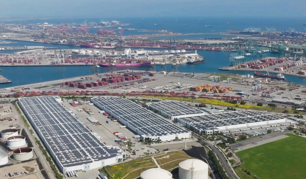 Aerial view of a recently acquired logistics property CBRE Investment Management acquired near the Port of Los Angeles