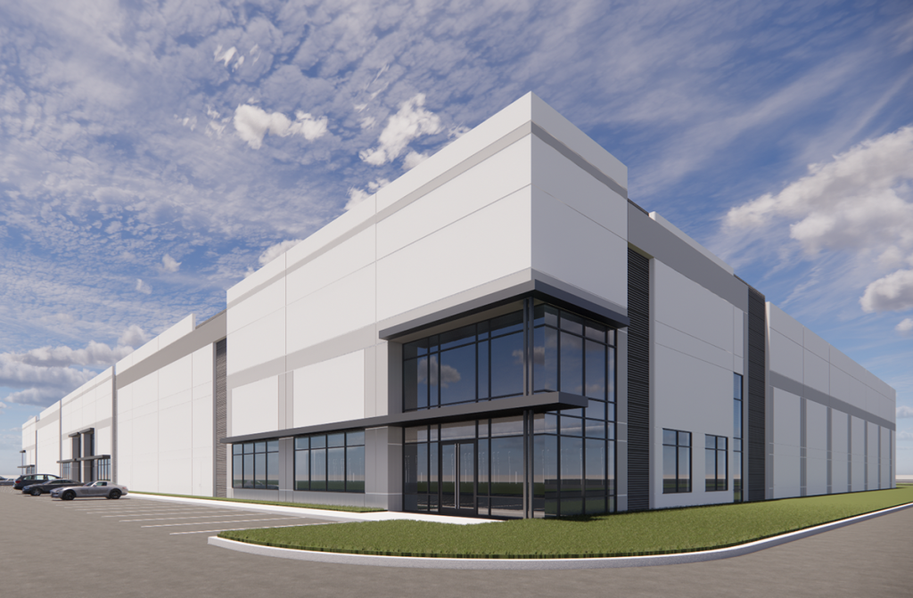 One of Loop375 industrial’s buildings, part of a 555,000-square-foot campus located in El Paso, Texas. The properties traded before construction wrapped up, in recognition of the demand for warehousing and logistics facilities near Mexico. Image courtesy of MDH Partners