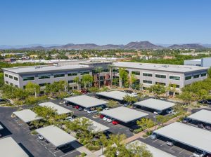 Talavi Corporate Center is a 153,332-square-foot office building in Glendale, Ariz.