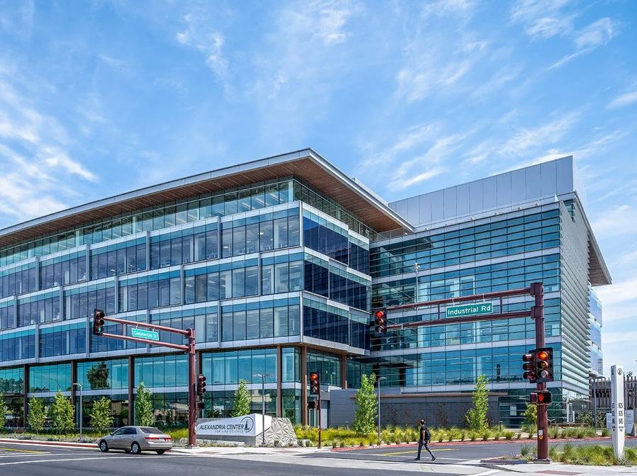 835 Industrial Road, also known as Building 2 of the Alexandria Center for Life Science – San Carlos mega-campus. Image courtesy of Alexandria Real Estate Equities Inc. - Image used in San Francisco Market Update