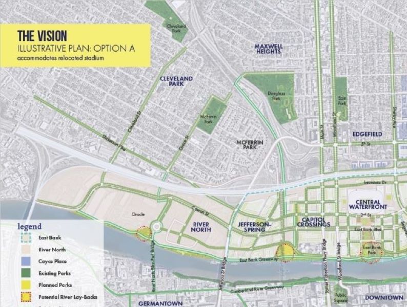 Nashville’s Imagine East Bank Vision Plan developed by the Nashville Planning Department