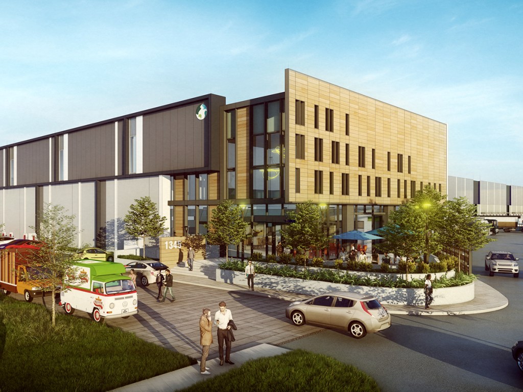 Renderings of Nexus San Leandro, a renovation of a Bay Area industrial facility built in the 1960s.